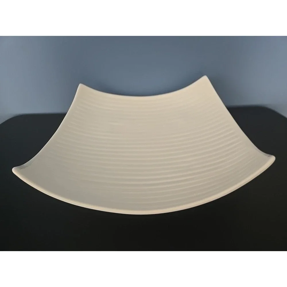 Decorative‎ Platter Tray Footed Square & Curvy White Ceramic 15